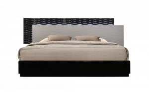 Roma Size Bed Black & Grey Lacquer J&M Furniture