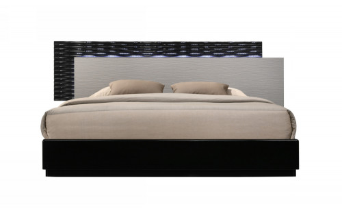 Roma Size Bed Black & Grey Lacquer J&M Furniture