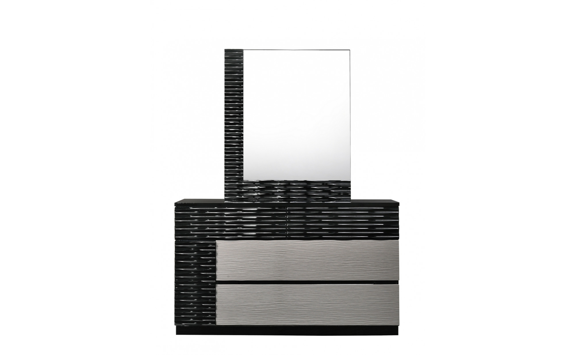 Roma Dresser & Mirror Black & Grey Lacquer J&M Furniture JM