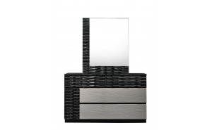 Roma Dresser & Mirror Black & Grey Lacquer J&M Furniture