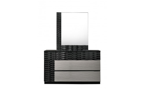 Roma Dresser & Mirror Black & Grey Lacquer J&M Furniture
