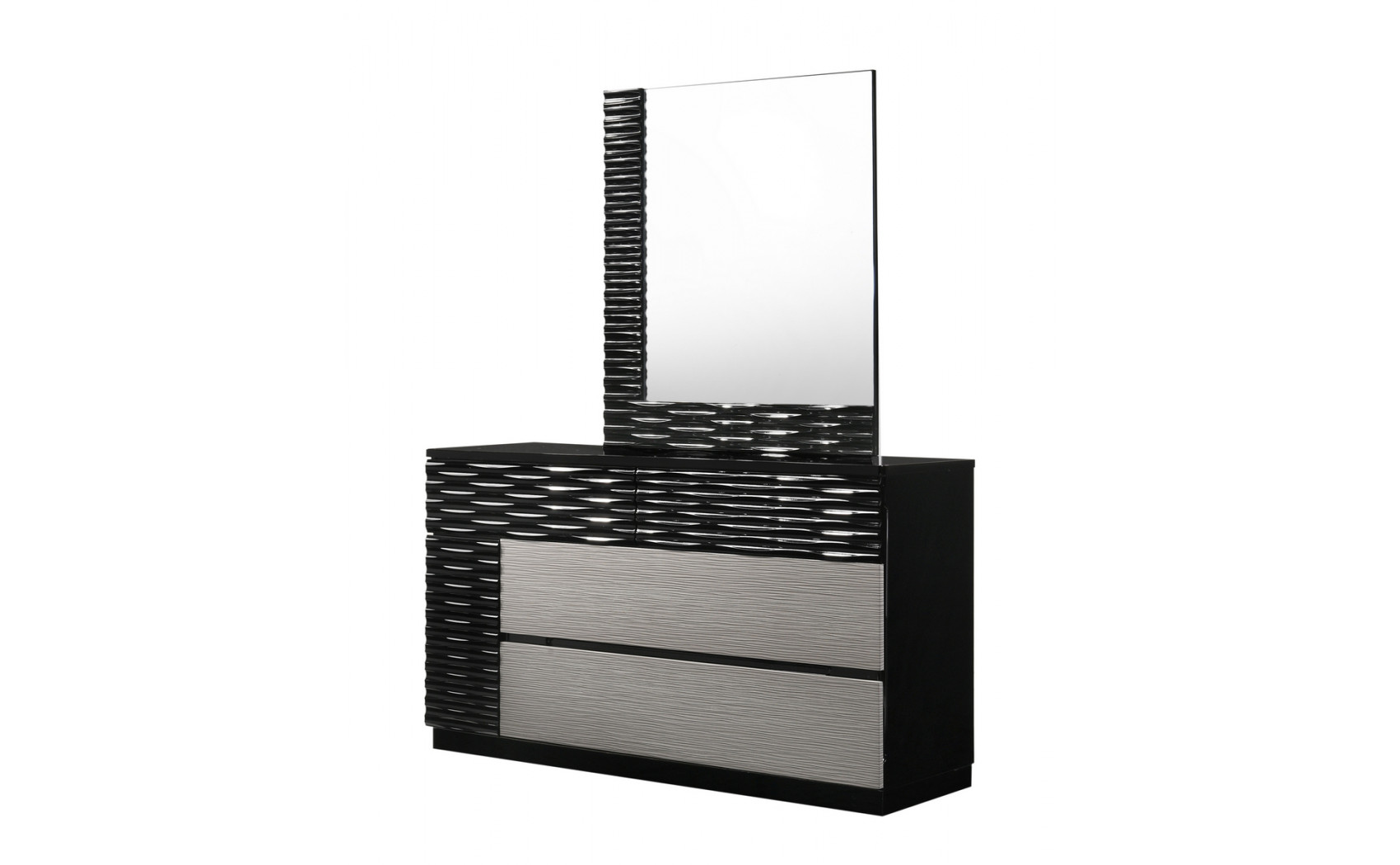 Roma Dresser & Mirror Black & Grey Lacquer J&M Furniture