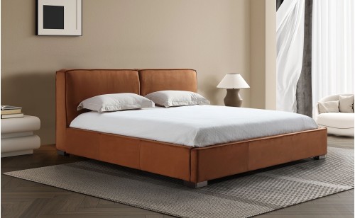 Serene Bed Chestnut Leatherette / Fabric J&M Furniture