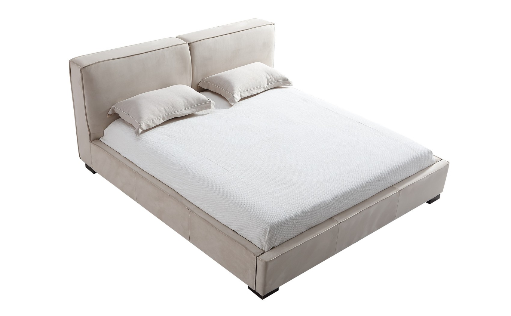 Serene Queen Natural Bed Natural Leatherette / Fabric J&M Furniture