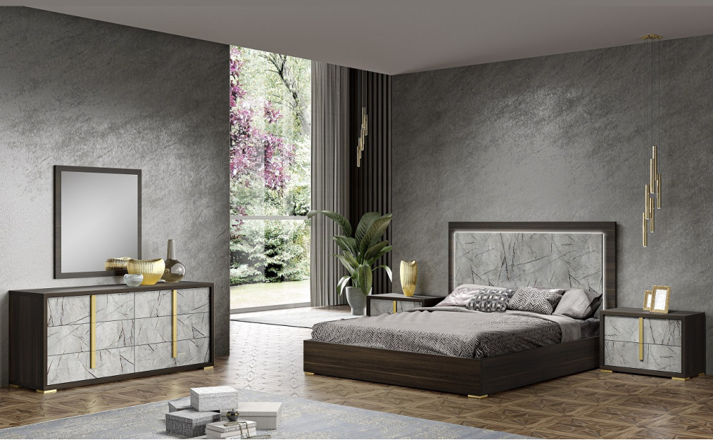 Travertine Bedroom Set Wenge / Grey J&M Furniture
