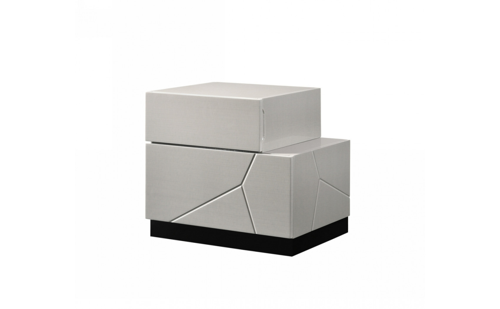 Turin Nightstand  Light Grey & Black Lacquer J&M Furniture