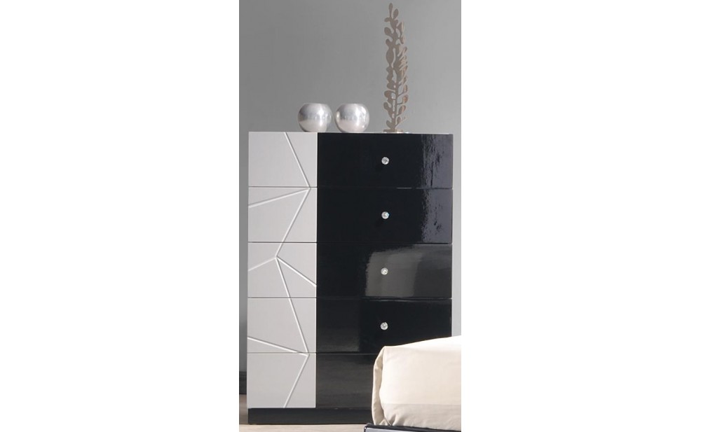Turin Bedroom Set Light Grey & Black Lacquer J&M Furniture