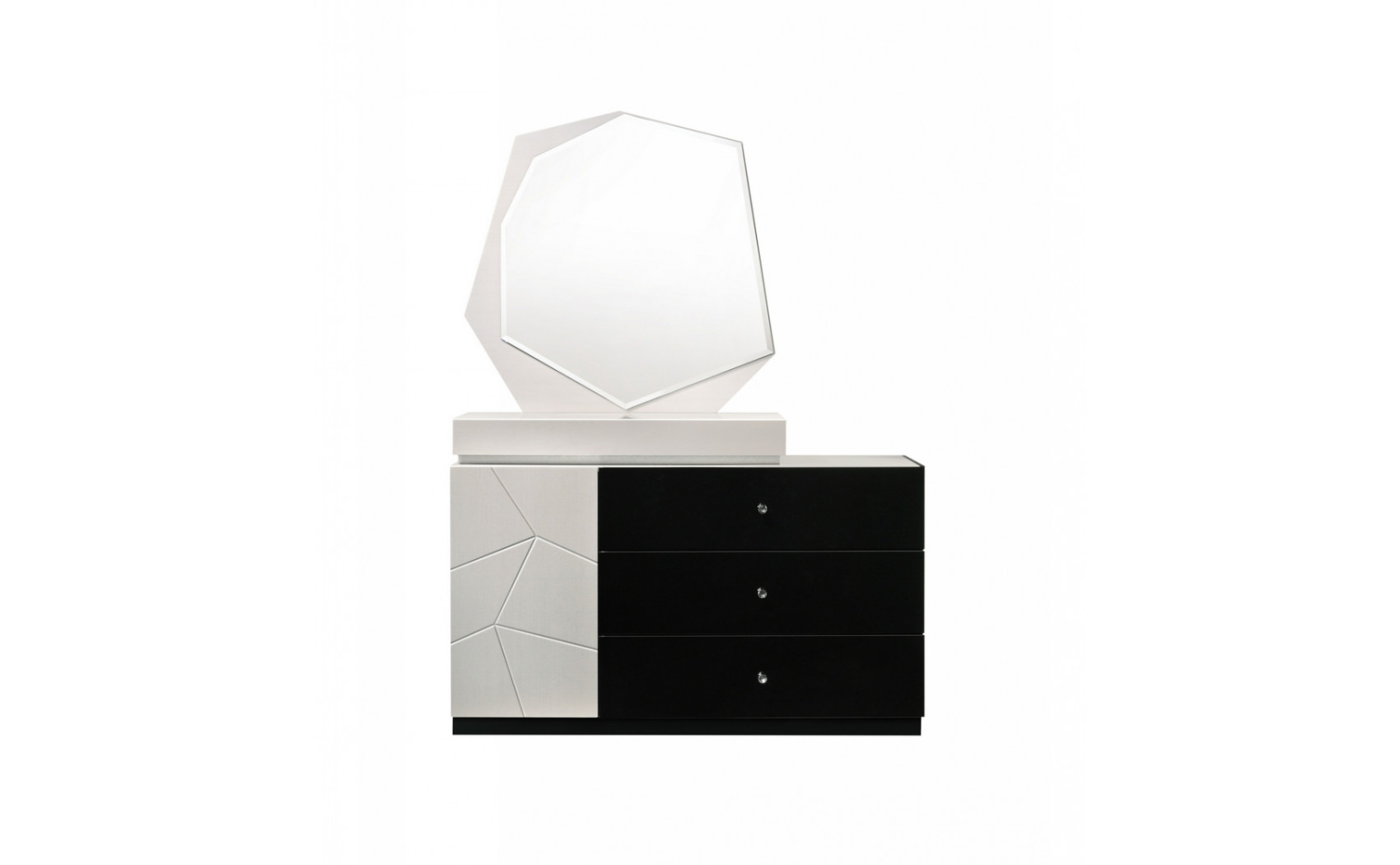 Turin Nightstand  Light Grey & Black Lacquer J&M Furniture