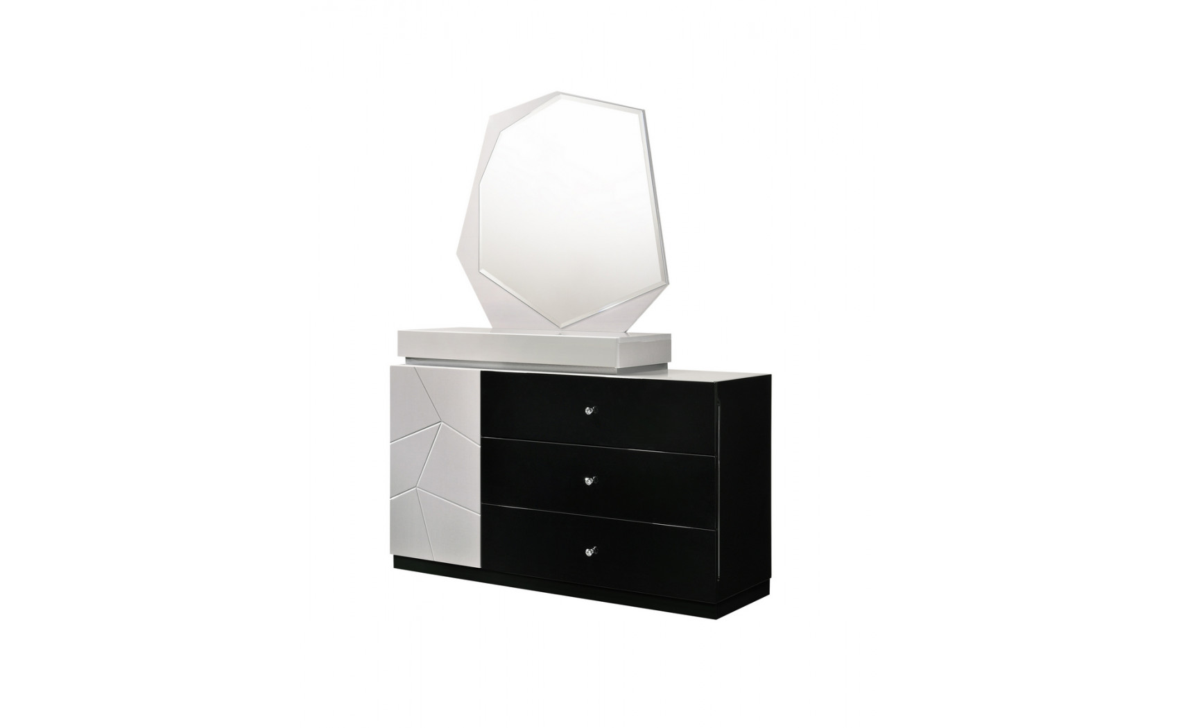 Turin Nightstand  Light Grey & Black Lacquer J&M Furniture