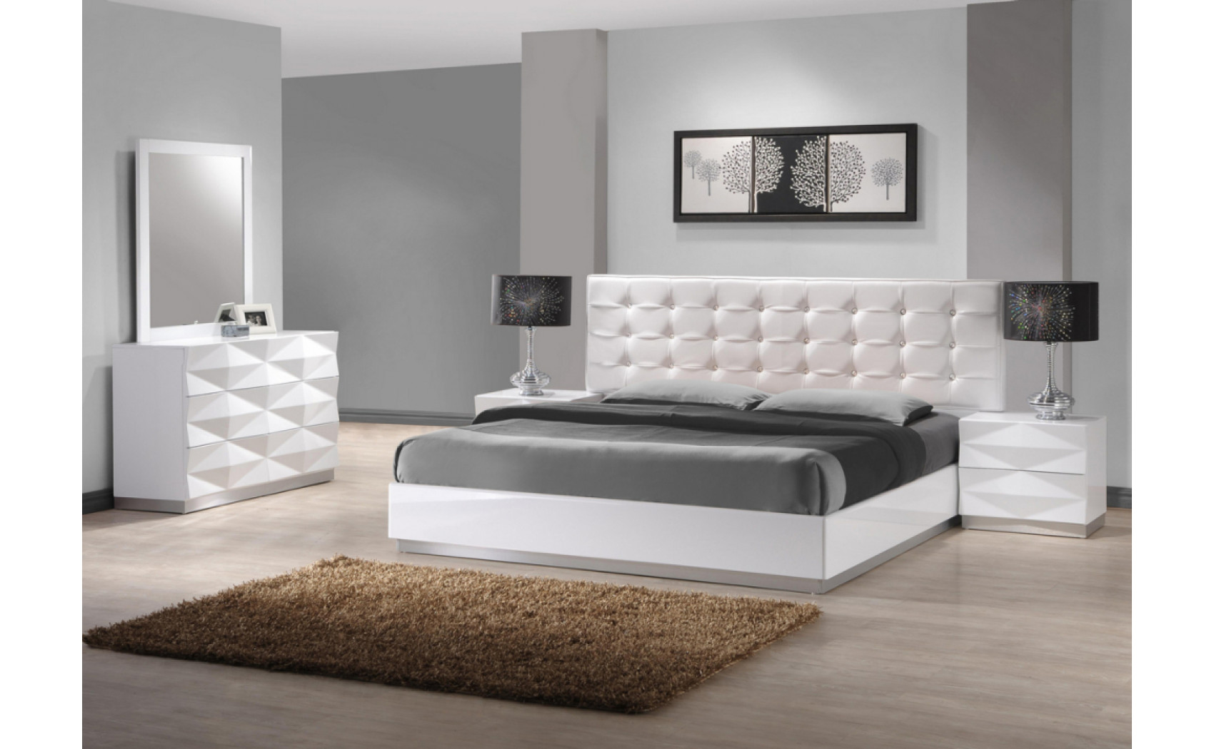 Verona Dresser & Mirror White Lacquer J&M Furniture