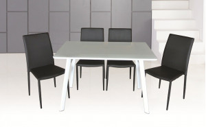 B24 Dining Set White High Gloss / Black  J&M Furniture B24 Dining Set White High Gloss / Black  J&M Furniture