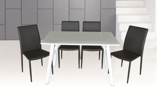 B24 Dining Set White High Gloss / Black J&M Furniture B24 Dining Set White High Gloss / Black J&M Furniture