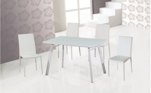 B24 Dining Set White High Gloss / White J&M Furniture B24 Dining Set White High Gloss / White J&M Furniture