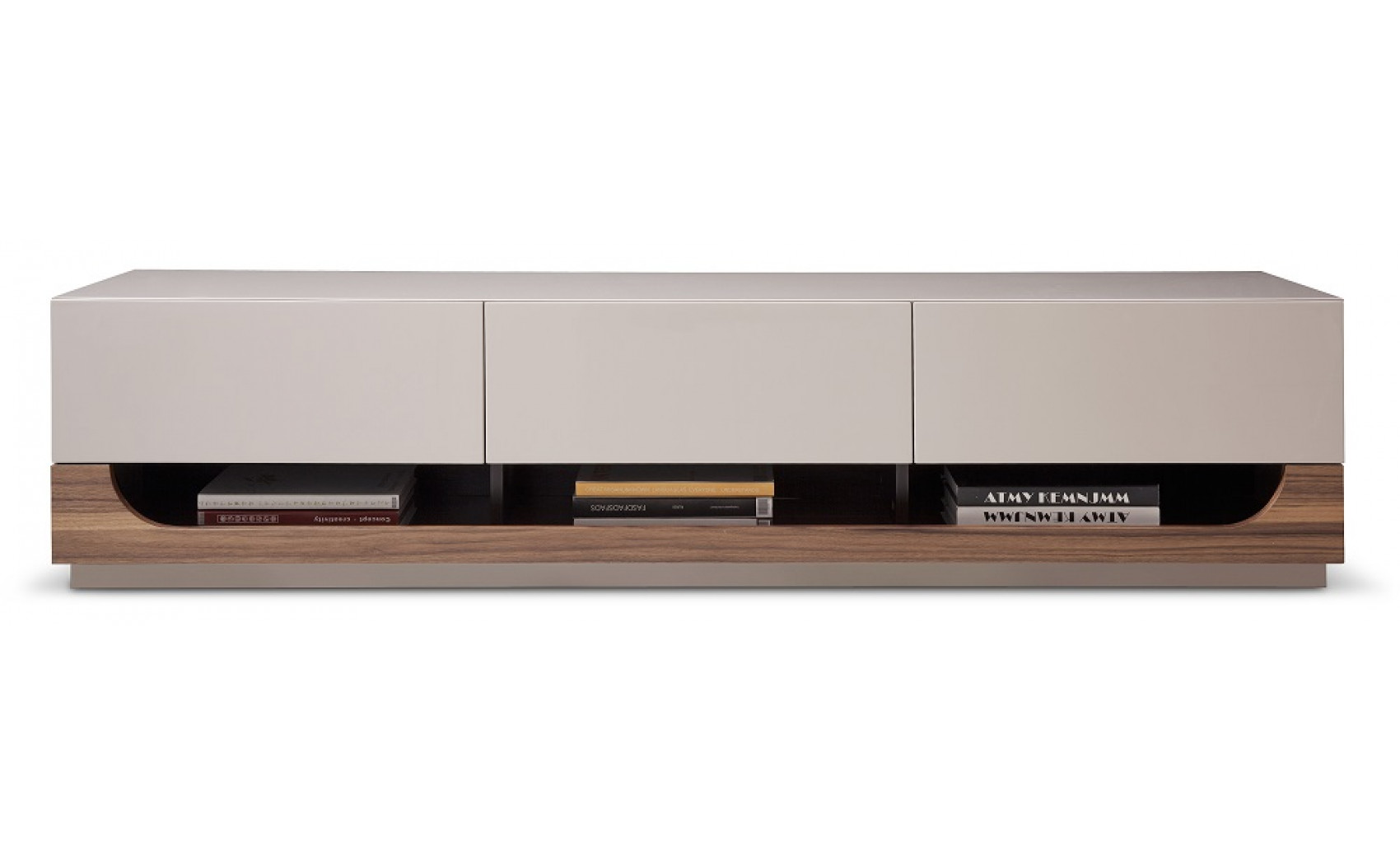 TV103 TV Base Walnut Veneer / Taupe High Gloss J&M Furniture