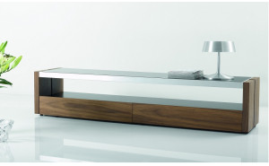 Trieste Modern TV Base Walnut Black Gloss J&M Furniture Trieste Modern TV Base Walnut Black Gloss J&M Furniture
