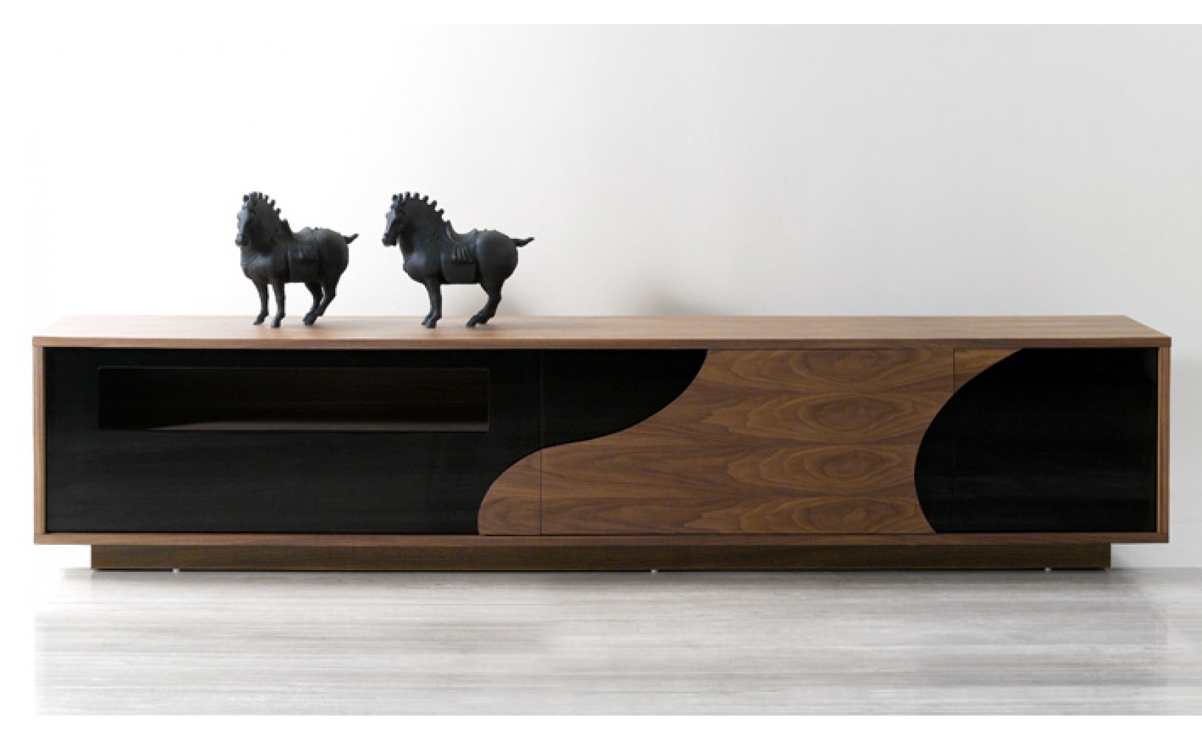 101F TV Base Walnut / Black High Gloss J&M Furniture