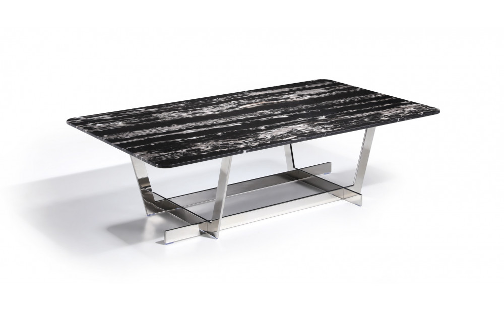Carrara Marble Coffee Table Black Silver J&M Furniture