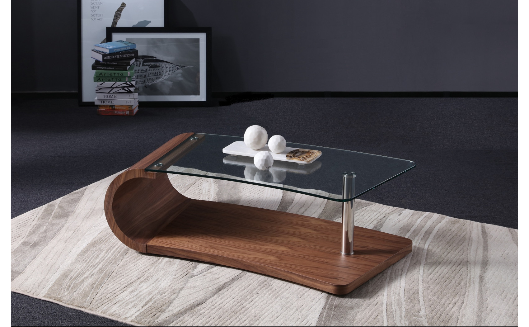 Grace Coffee Table Walnut / Glass J&M Furniture