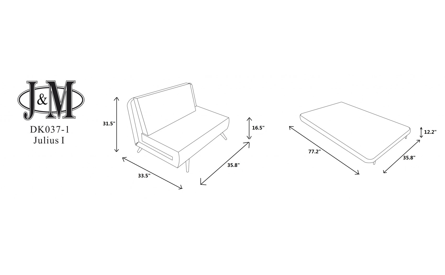 Julius Single Sofa Bed Blue J&M Furniture