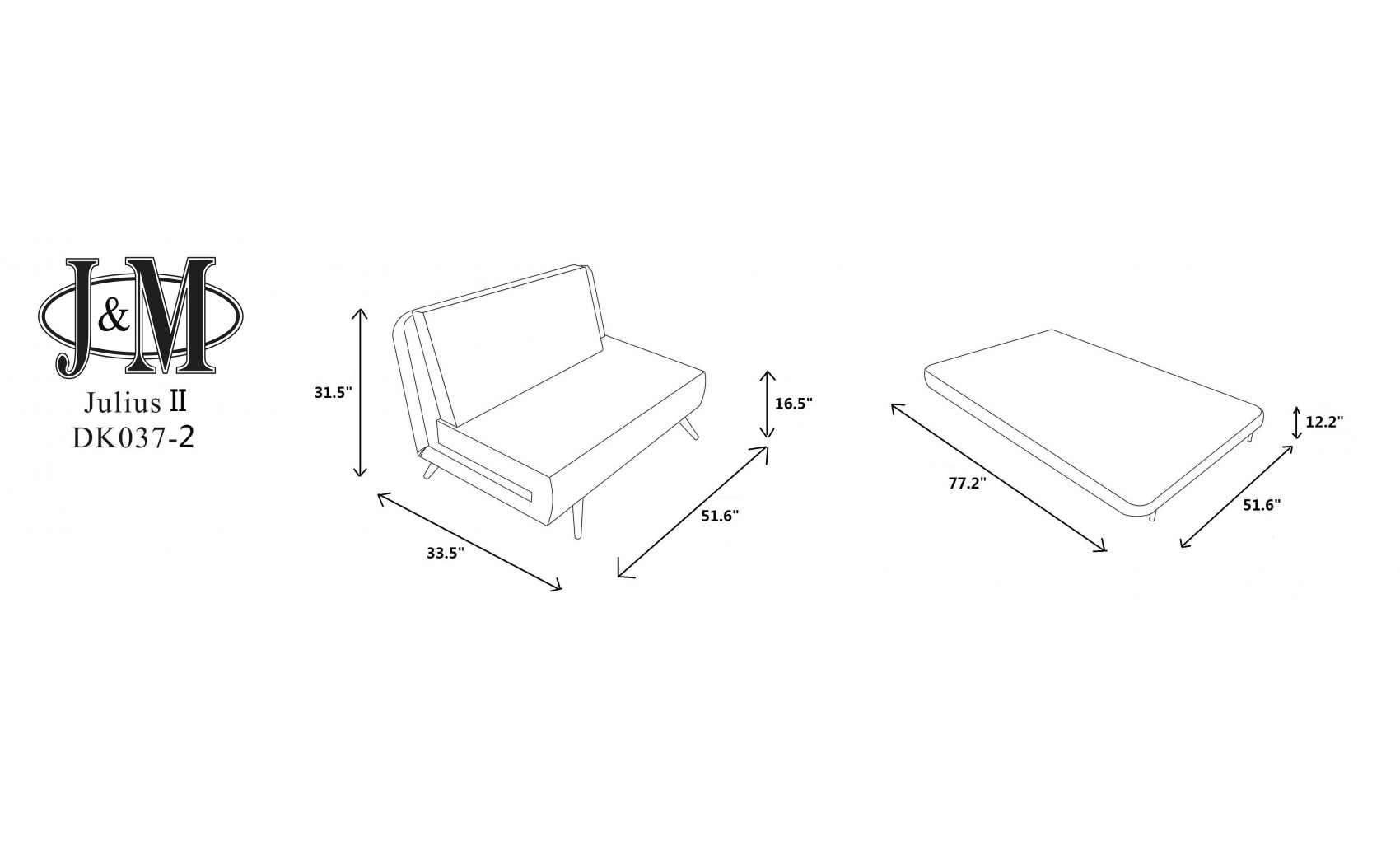 Julius Double Sofa Bed Blue J&M Furniture
