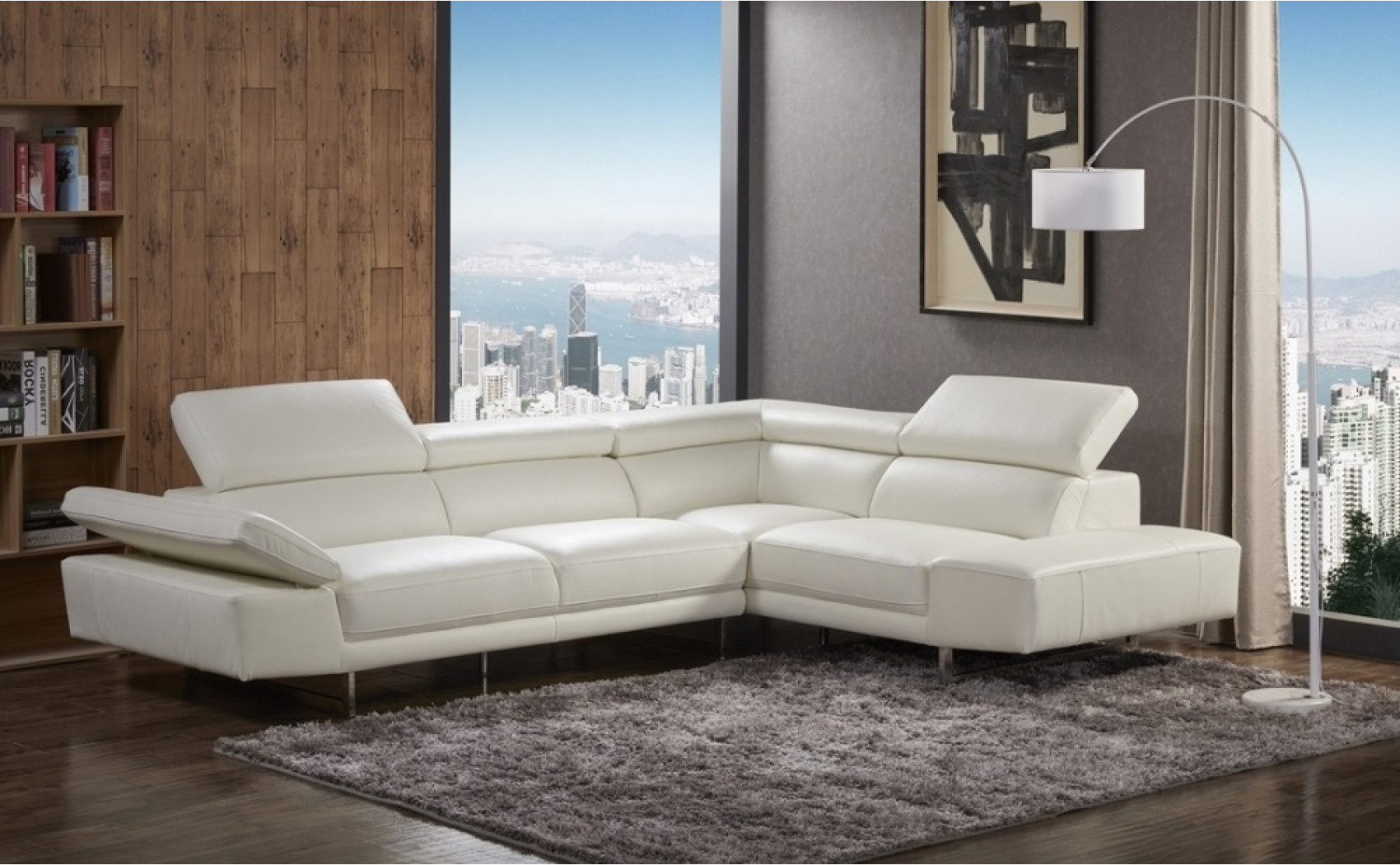 Etta 1717 White Italian Leather Sectional J&M Furniture