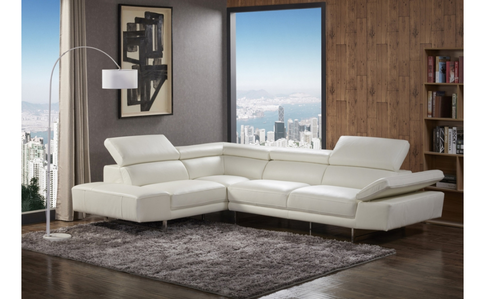 Etta 1717 White Italian Leather Sectional J&M Furniture