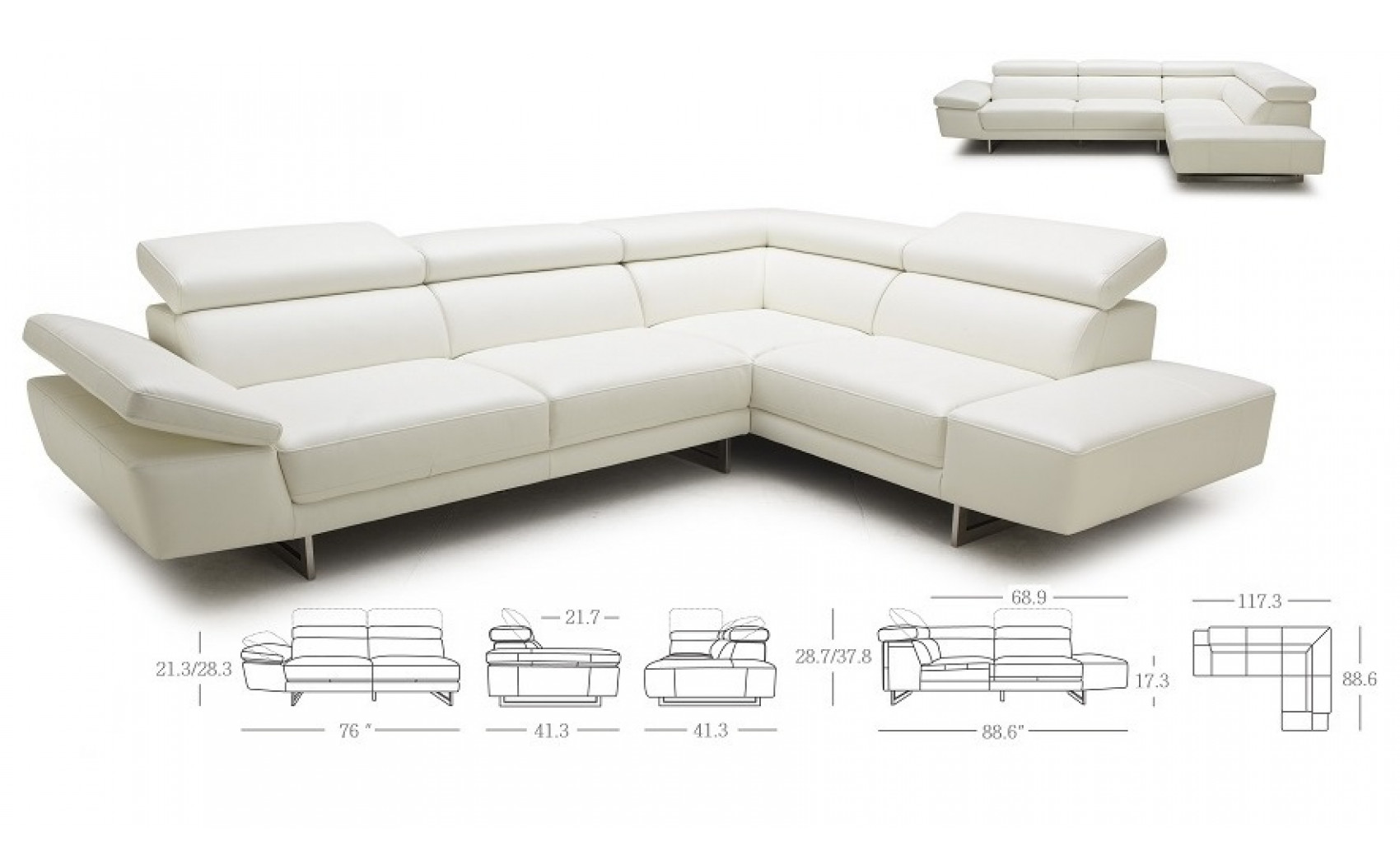 Etta 1717 White Italian Leather Sectional J&M Furniture