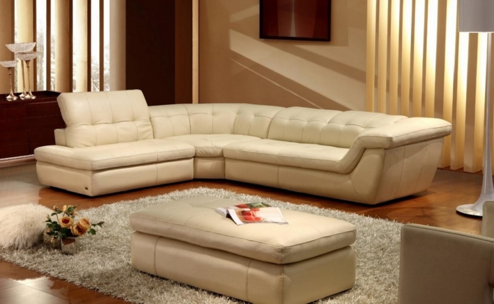 397 Italian Leather Sectional Beige  J&M Furniture