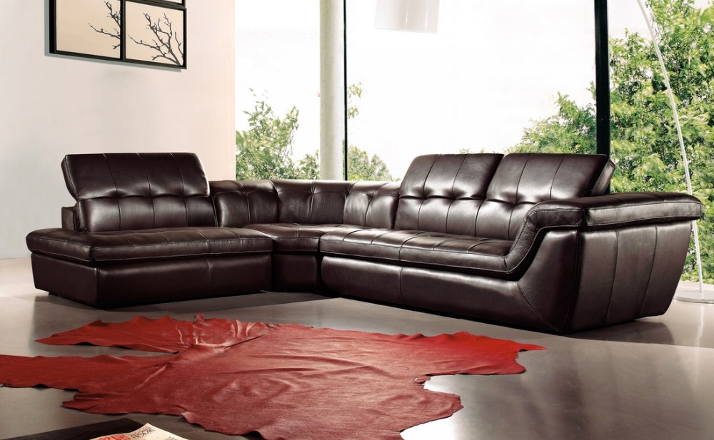 397 Italian Leather Sectional Chocolate J&M Furniture