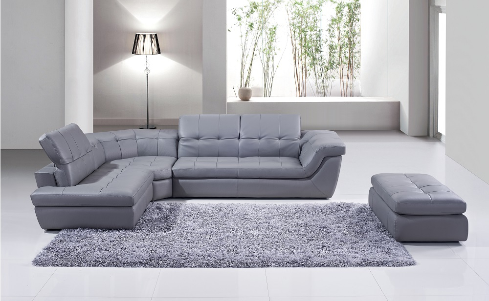 397 Italian Leather Sectional Grey J&M Furniture