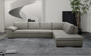 Brielle 625 Italian Leather Sectional Grey w Ottoman J&M Furniture