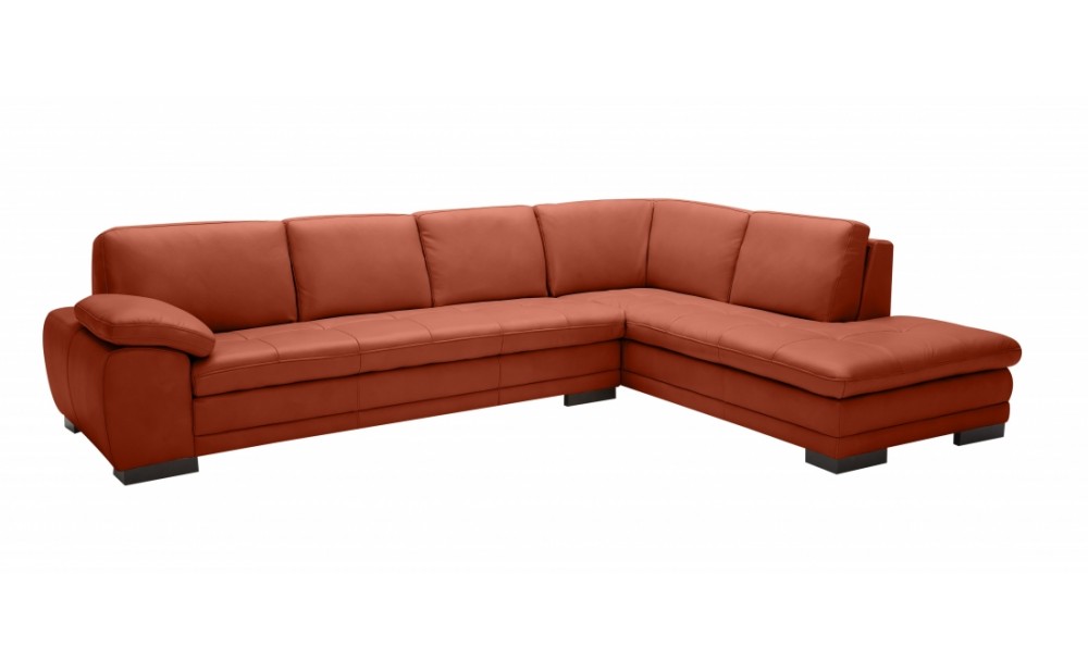 625 Italian Leather Sectional Dark Pumpkin / Brown w Ottoman J&M Furniture