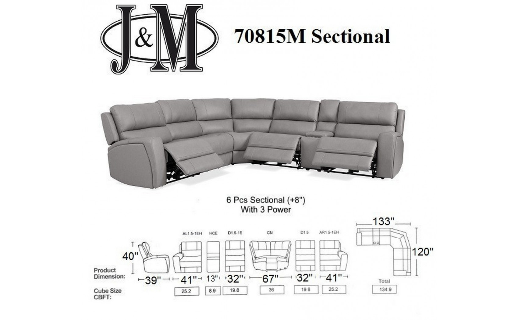 Magna 70815M Grey Sectional J&M Furniture