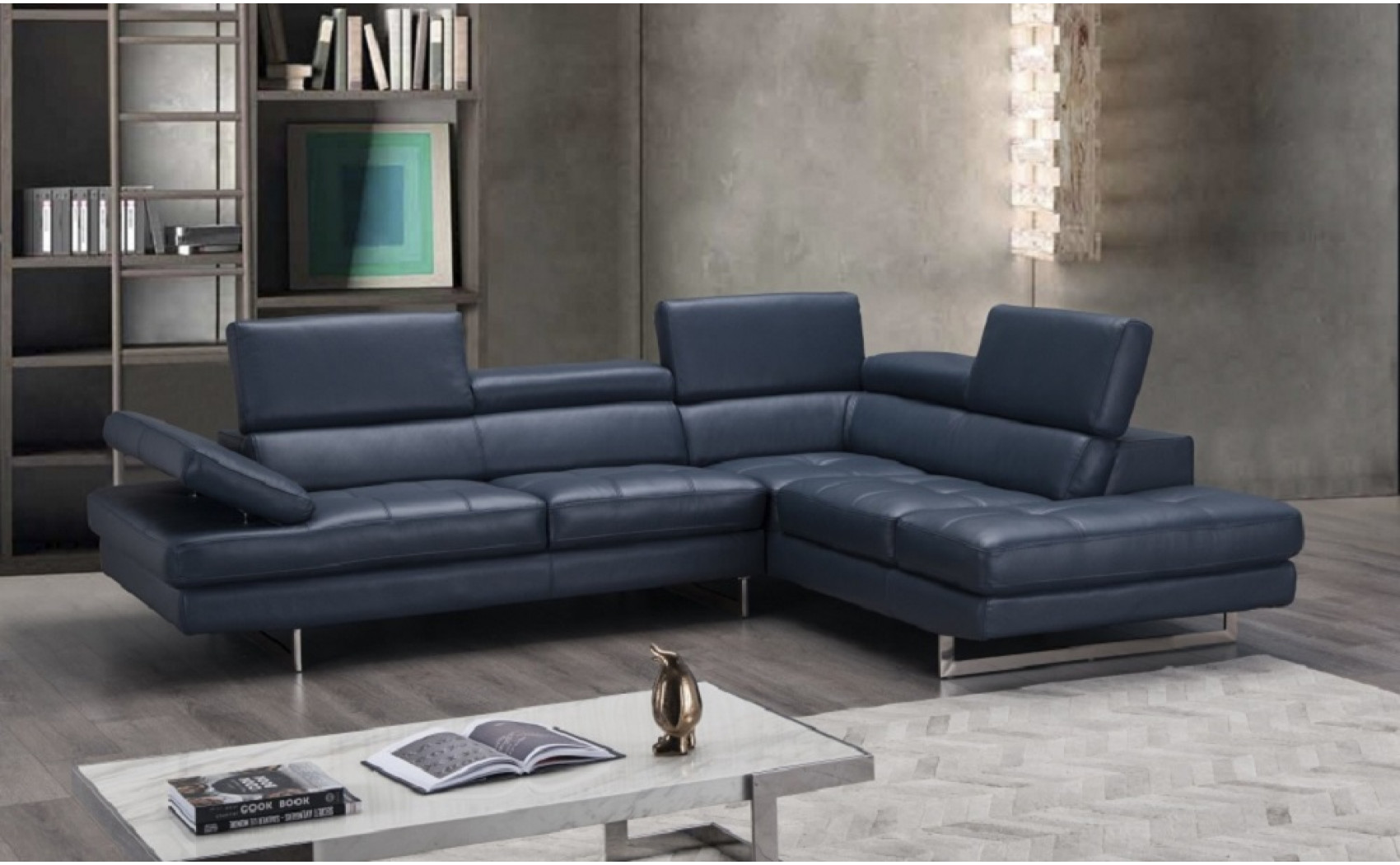 Gigi A761 Italian Leather Sectional Blue J&M Furniture