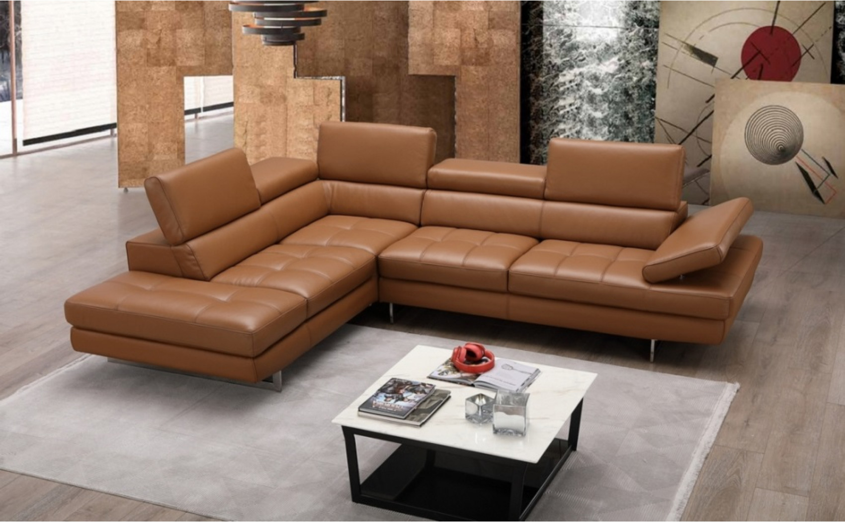 Gigi A761 Italian Leather Sectional Caramel J&M Furniture
