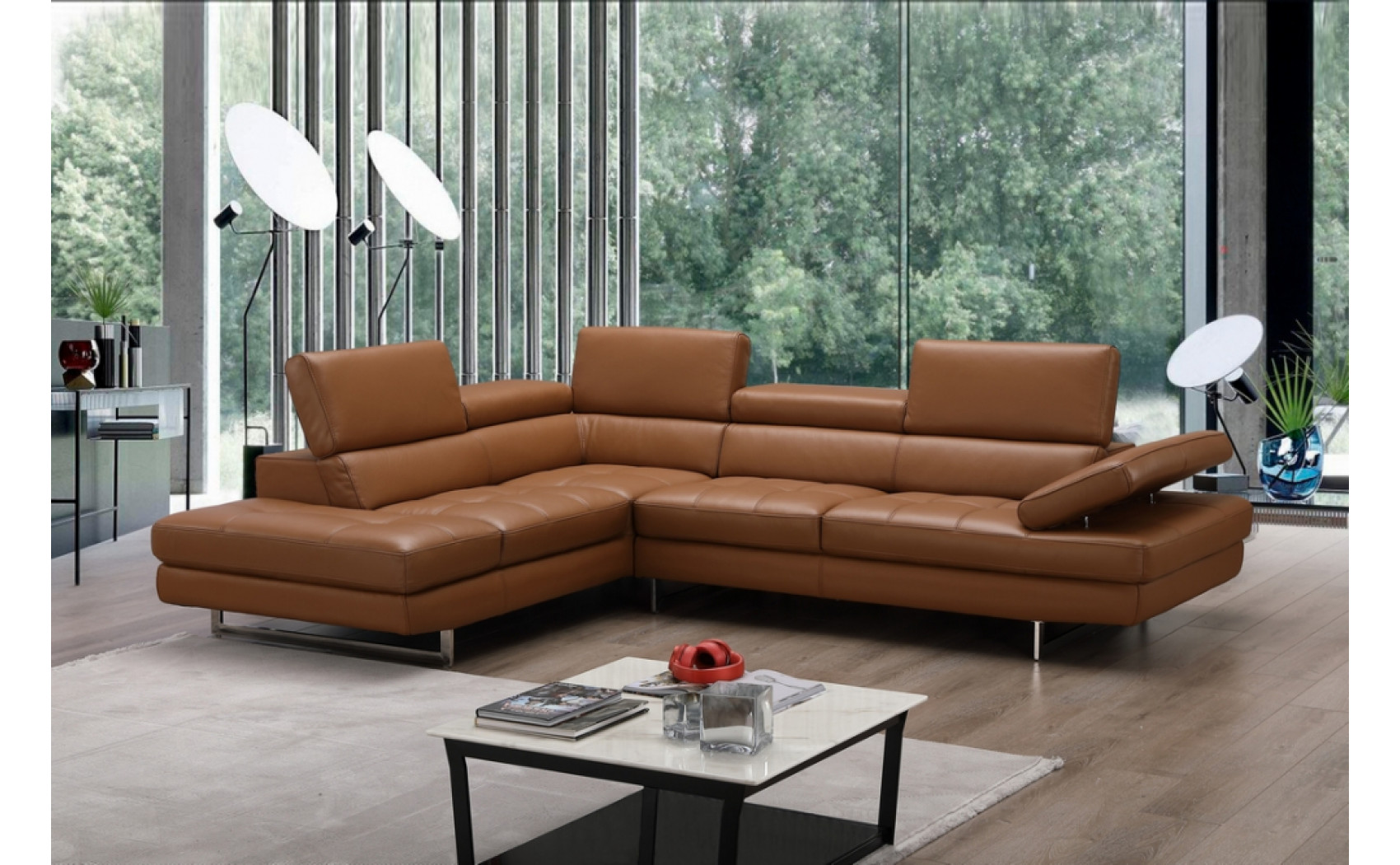 Gigi A761 Italian Leather Sectional Caramel J&M Furniture