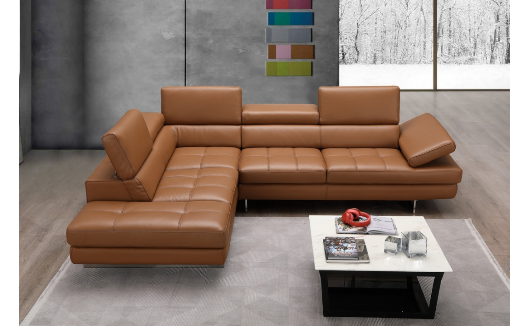 Gigi A761 Italian Leather Sectional Caramel J&M Furniture