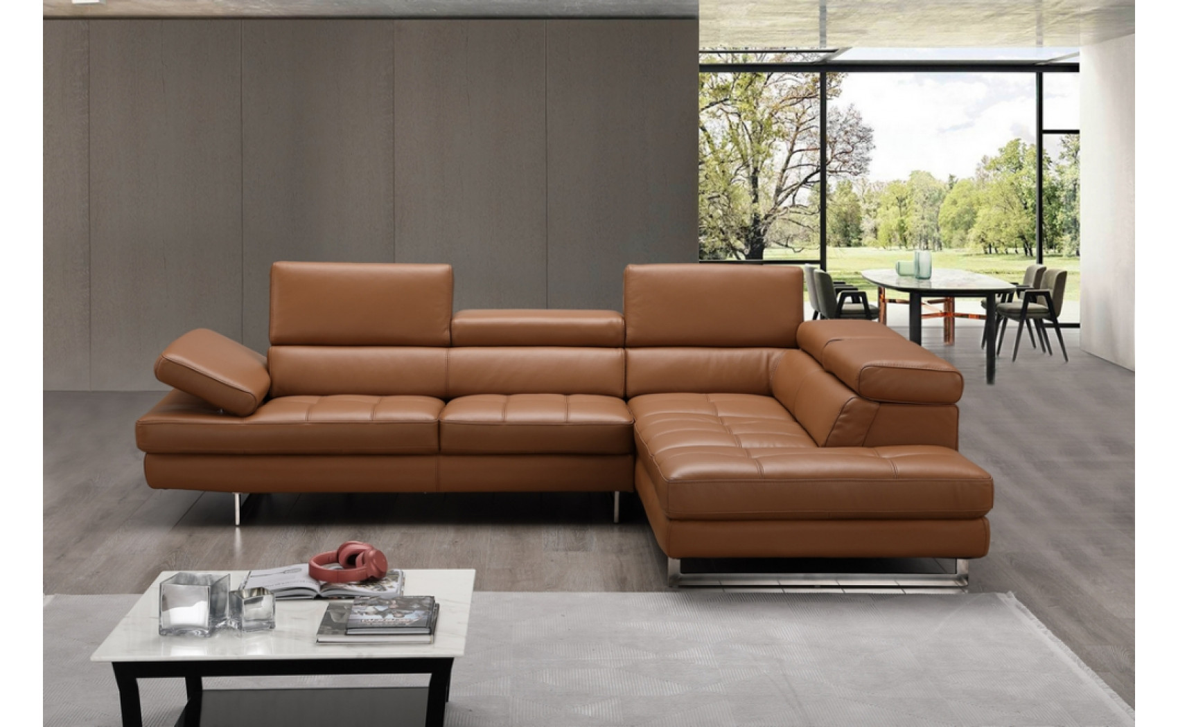 Gigi A761 Italian Leather Sectional Caramel J&M Furniture