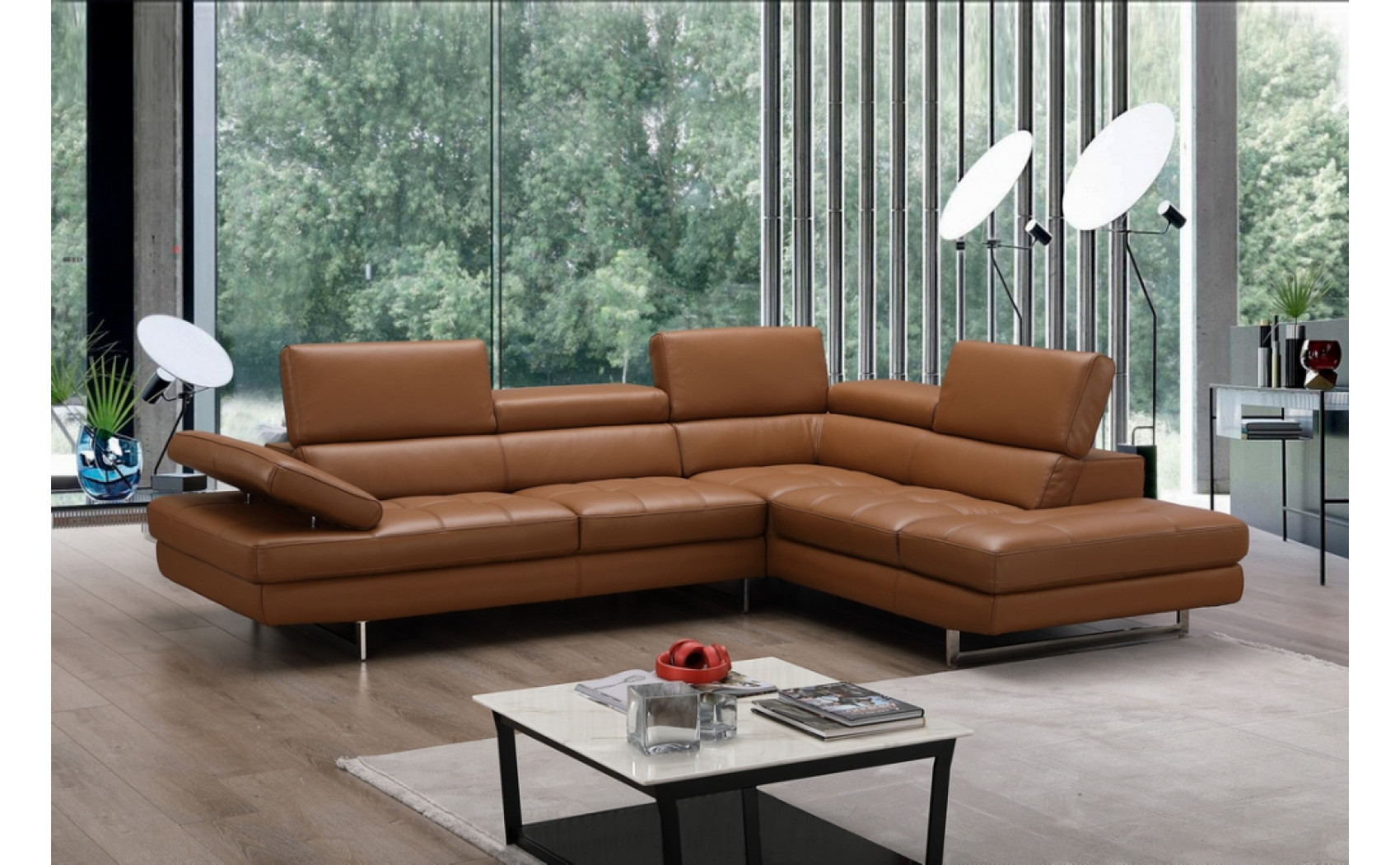 Gigi A761 Italian Leather Sectional Caramel J&M Furniture