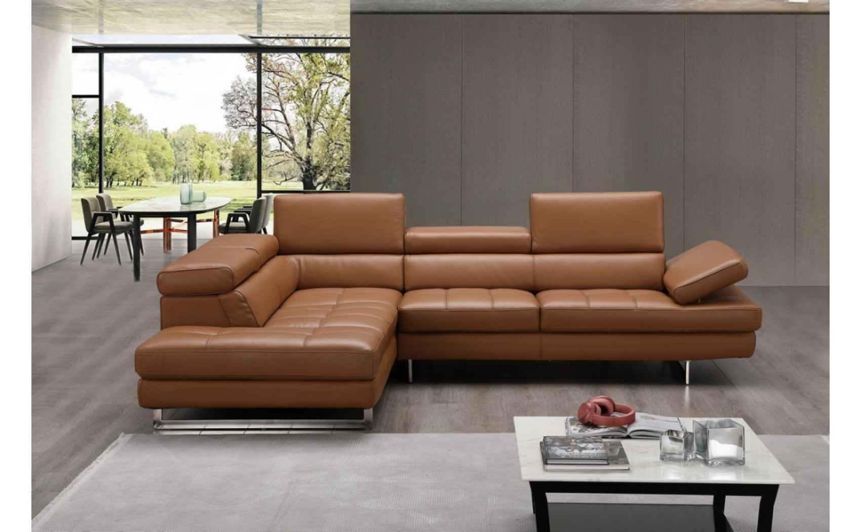 Gigi A761 Italian Leather Sectional Caramel J&M Furniture