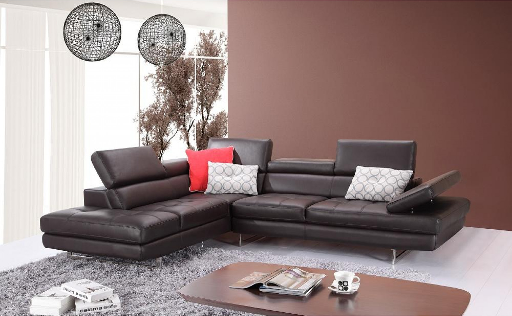 Gigi A761 Italian Leather Sectional Slate Coffee J&M Furniture