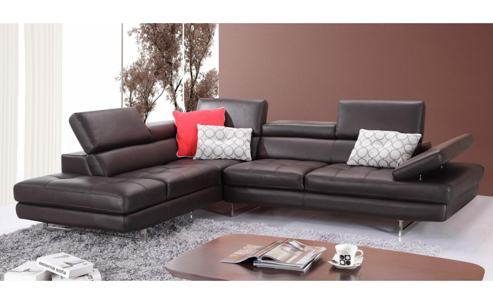 Gigi A761 Italian Leather Sectional Slate Coffee J&M Furniture