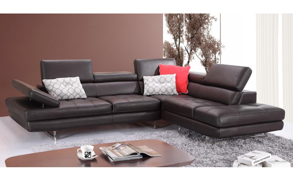 A761 Italian Leather Sectional Slate Coffee J&M Furniture