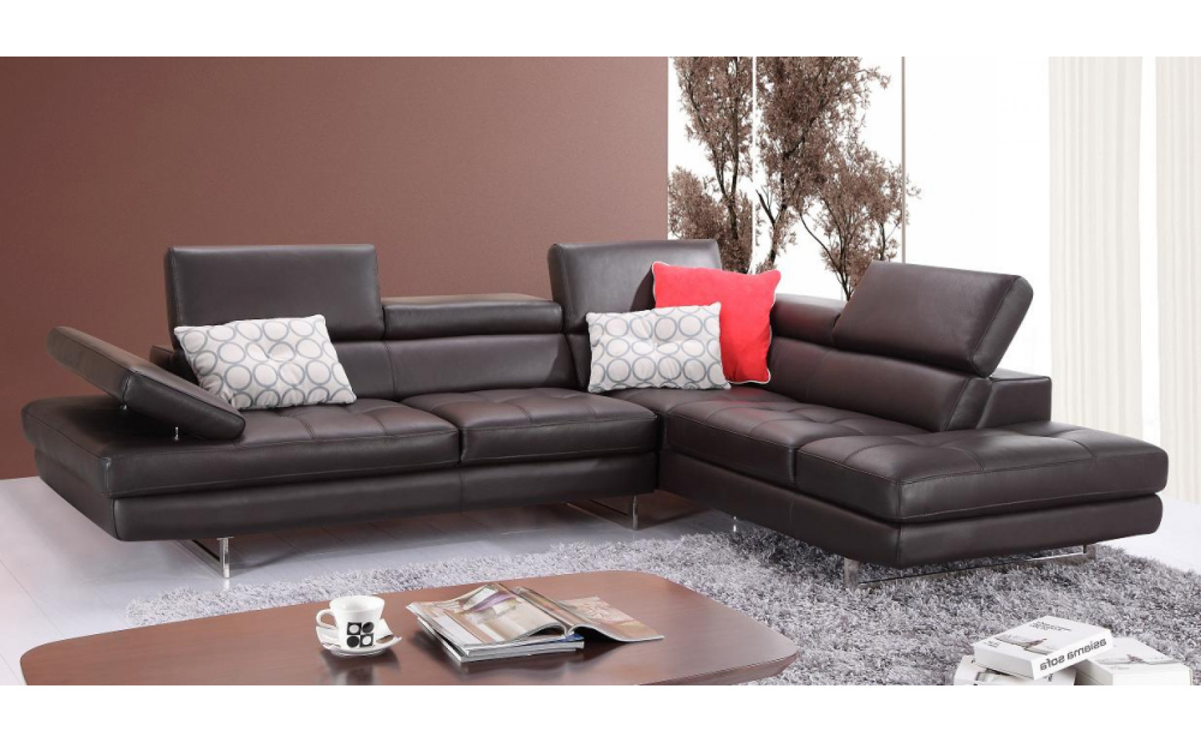 Gigi A761 Italian Leather Sectional Slate Coffee J&M Furniture