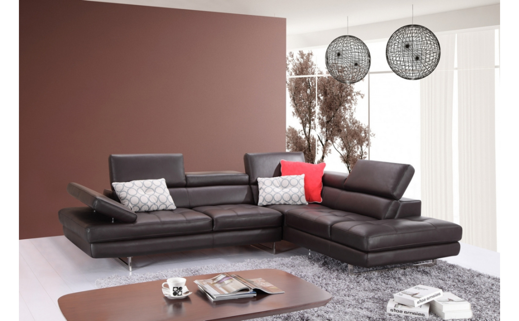 Gigi A761 Italian Leather Sectional Slate Coffee J&M Furniture
