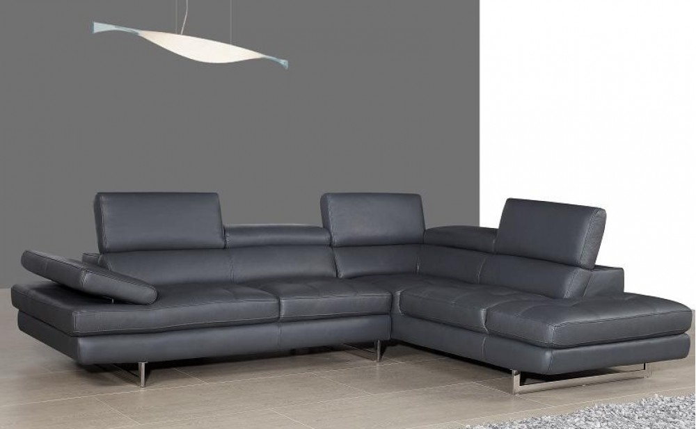A761 Italian Leather Sectional Slate Grey J&M Furniture