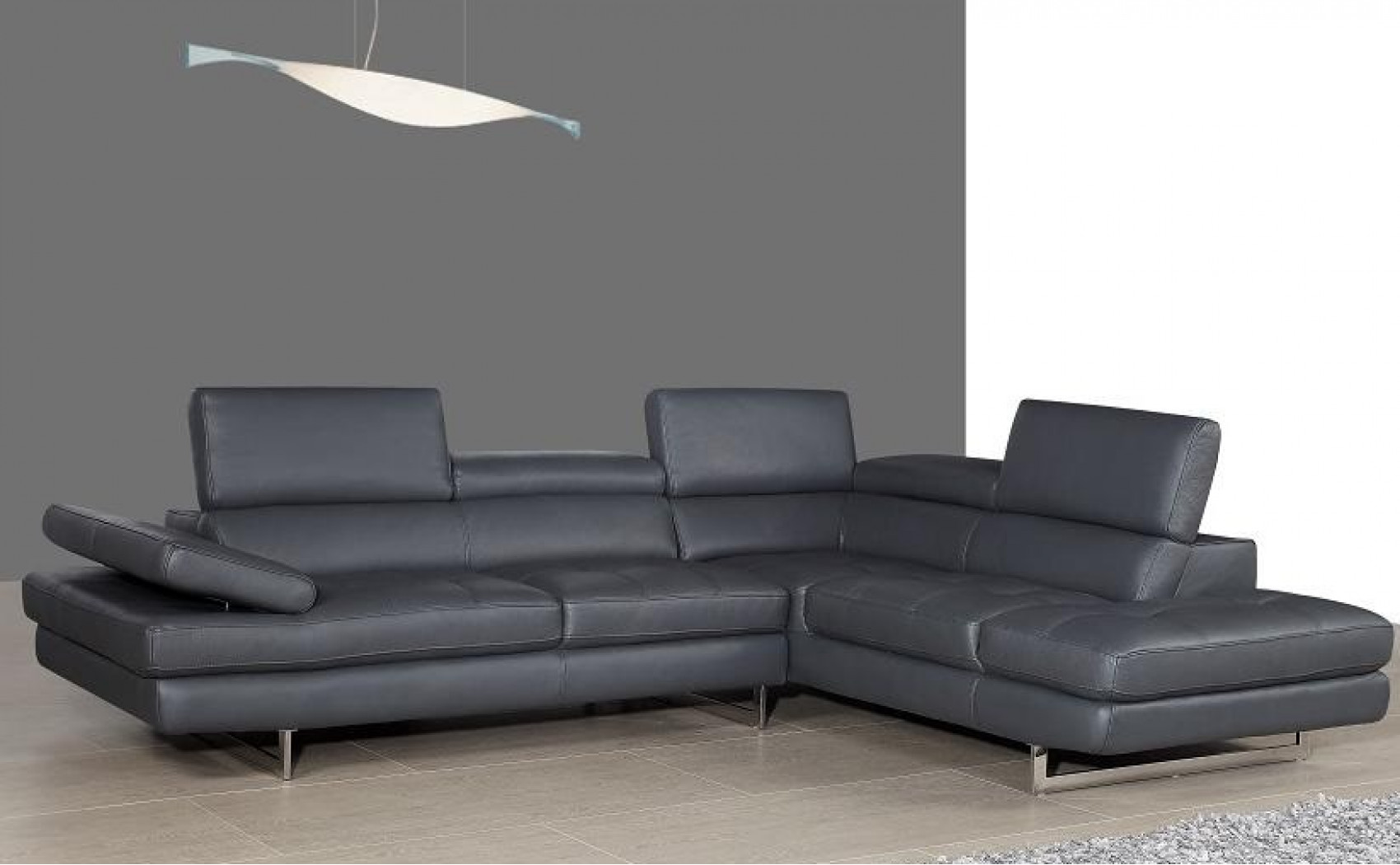 Gigi A761 Italian Leather Sectional Slate Grey J&M Furniture