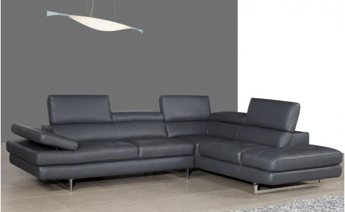 Gigi A761 Italian Leather Sectional Slate Grey J&M Furniture Gigi A761 Italian Leather Sectional Slate Grey J&M Furniture