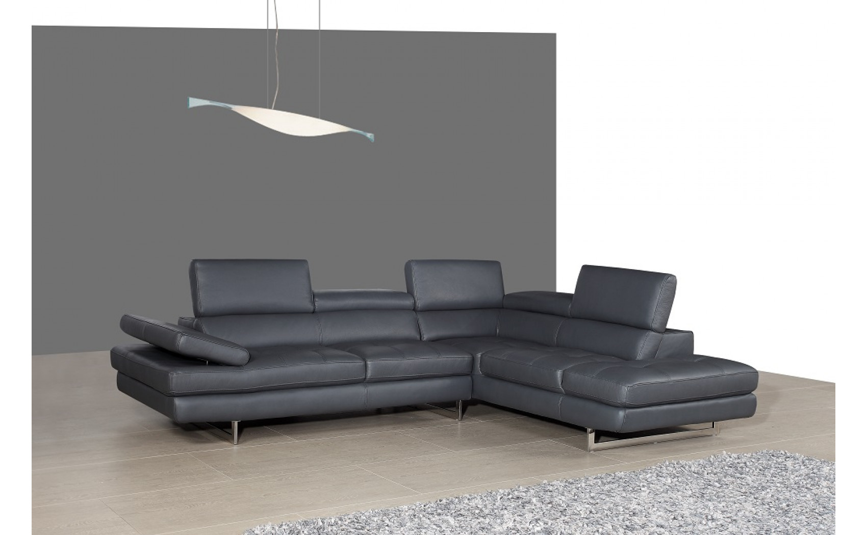 Gigi A761 Italian Leather Sectional Slate Grey J&M Furniture