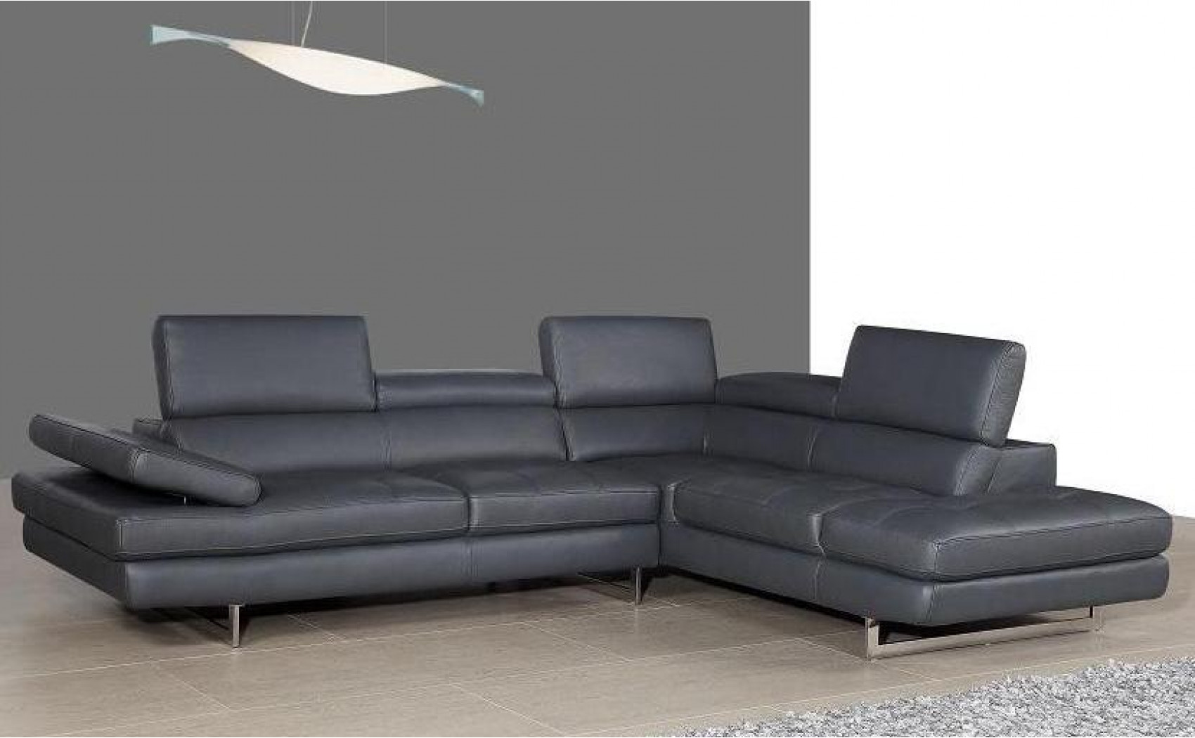 Gigi A761 Italian Leather Sectional Slate Grey J&M Furniture